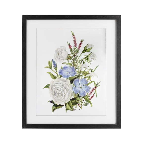 Bountiful Floral Bouquet Black Framed Print Under Glass, design by Lettered and Lined