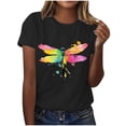 thumbnail image 2 of Busydd T Shirts for Women Trendy Crew Neck Print Graphic Tees Casual Summer Short Sleeve Going Out Tops L, 2 of 5