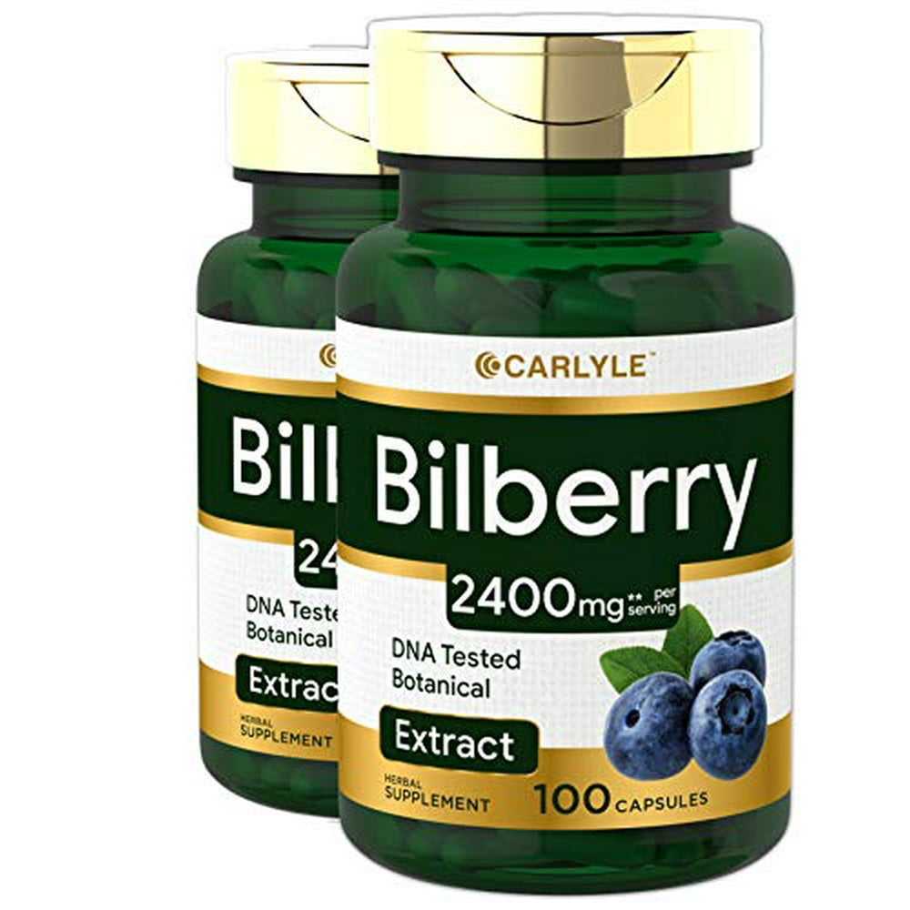 Bilberry Extract Capsules 2400mg 200 Count NonGMO, Gluten Free Fruit Supplement by