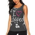 thumbnail image 1 of Balery I Love Coffee Camiseta sin mangas estampada ligera para mujer, tops de entrenamiento sin mangas, camisetas de yoga transpirables de secado rápido.-Large, 1 of 7