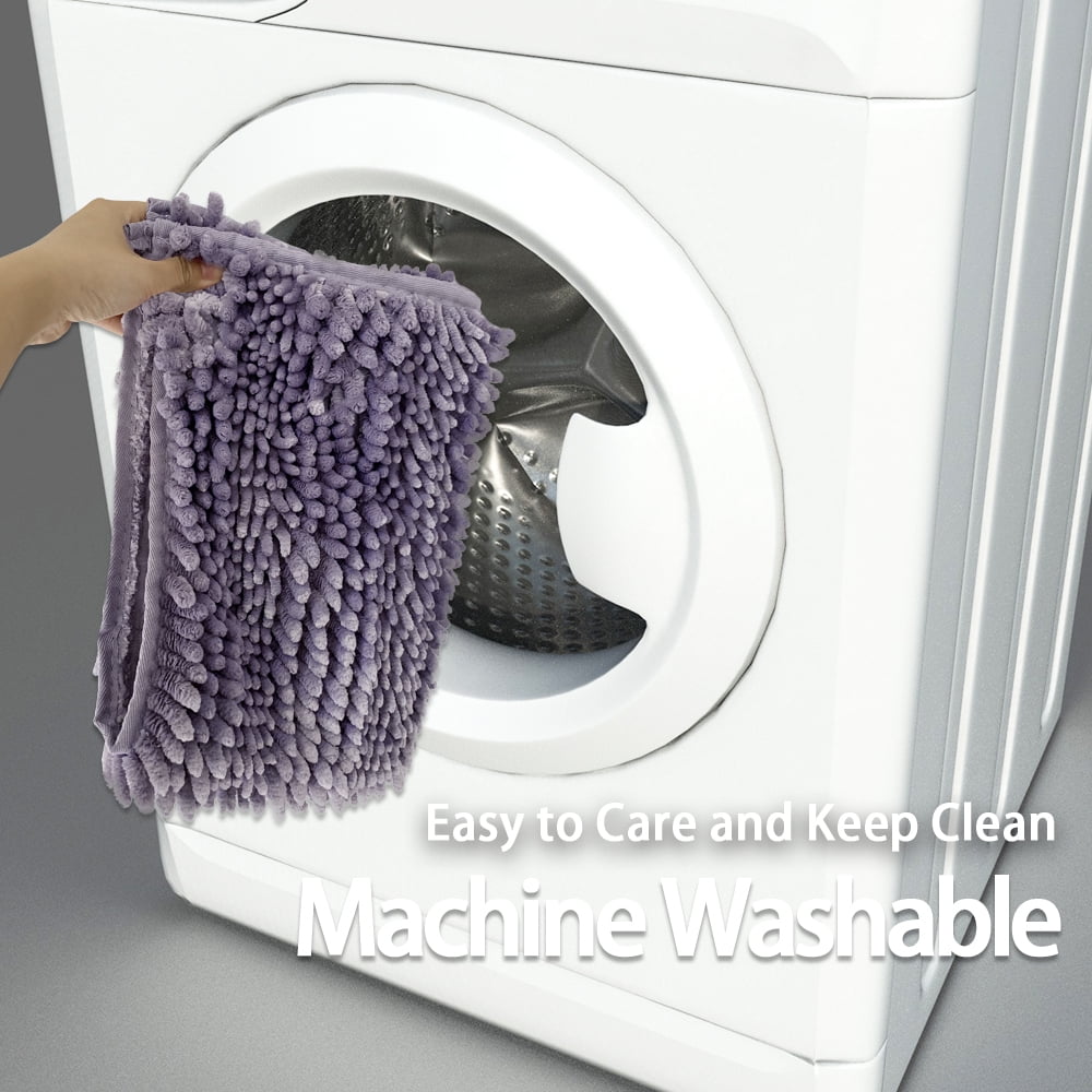 Civkor Bathroom Rugs,Chenille Bath Mat Set 2 Pieces Non Slip Backing,31x20 and 24x16Inch,Machine Wash,Quick Qry,Purple