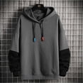 thumbnail image 2 of Fesfesfes Men's Hooded Long Sleeve Patchwork Pullover Hooded Top Blouse or, 2 of 4