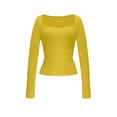 thumbnail image 6 of tarylea Womens Tops Long Sleeve Square Neck Fitted Crop Tops Casual Fall Comfy Solid Color Trendy Cite T-Shirts, 6 of 7