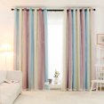 thumbnail image 3 of serony Hollow Star Design Double Layer Window Curtain Gauze Light Transmitting Curtain Light Blocking Drape 1x2m Rod Type, 3 of 6
