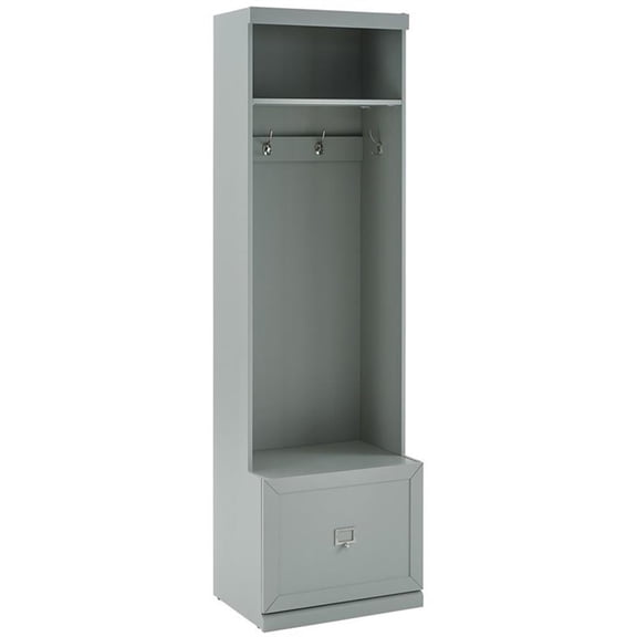 Bowery Hill Modern Wood Hall Tree with Drawer in Gray/Chrome