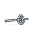 thumbnail image 2 of Black Tone, Simulated Cubic Zirconia Size-7 Art Deco Pear Halo Wedding Engagement Bridal Ring 925 Sterling Silver, 2 of 7