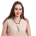 thumbnail image 5 of Gargantilla larga y gruesa para mujer, joyería de moda, cuentas de aleación de plata, colgante, gargantillas de cadena de cuero (PLATA) 2 uds. ER, 5 of 5
