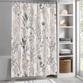 thumbnail image 3 of Floral Plant Fabric Shower Curtain Flower Leaves Washable Shower Curtains for Bathroom, Waterproof Bath Curtain with Hooks Home Decor 72x84in, 3 of 8