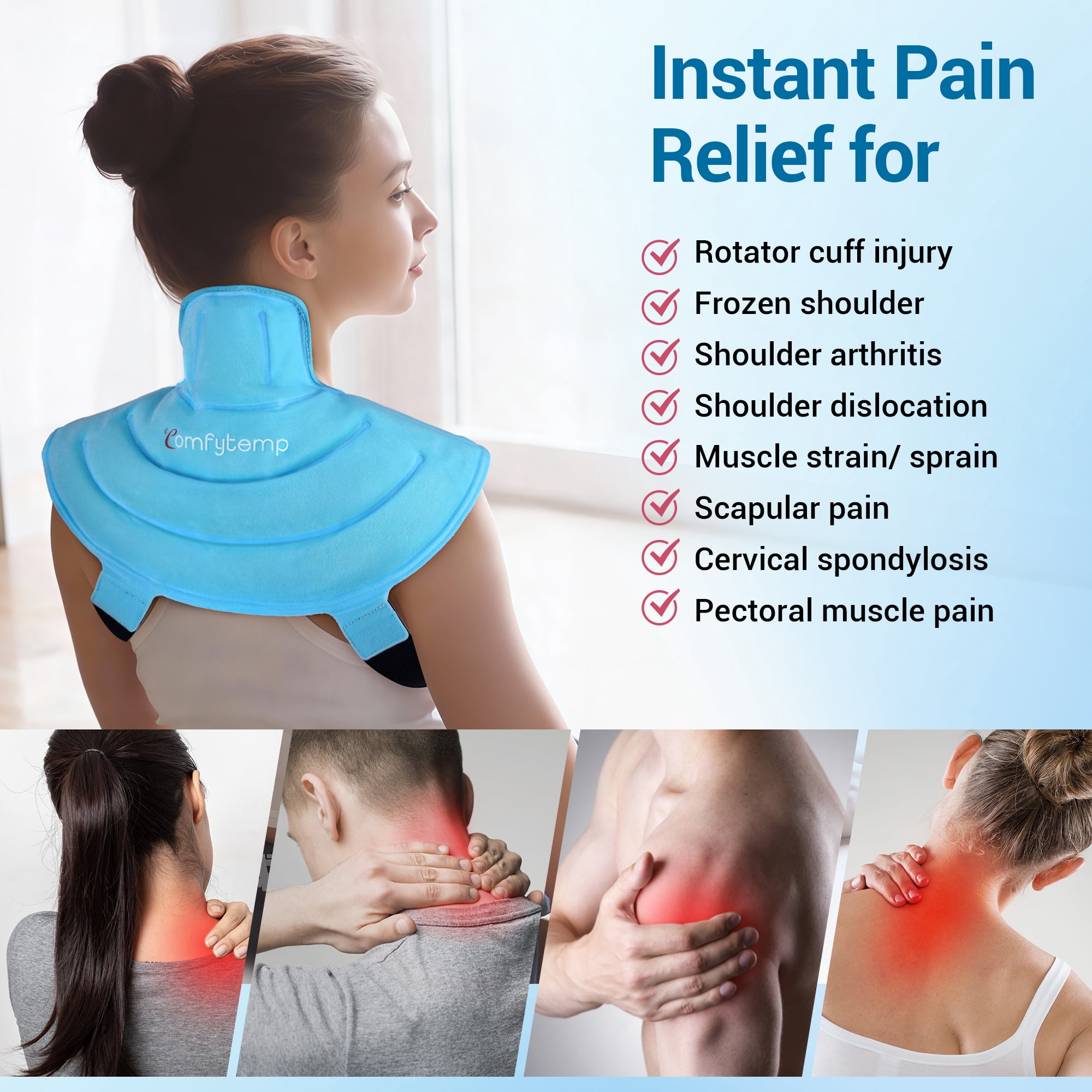 Comfytemp Ice Pack for Neck & Shoulder Pain Relief Hot Cold Therapy Wrap