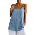 thumbnail image 3 of Antqov Tank Tops for Women, Solid Color Crew Neck Sleeveless Linen Top with Pockets, Summer Soft Casual Undershirts Beach Breathable Tops, 3 of 10