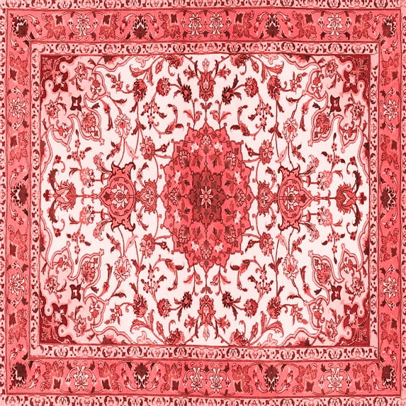 Ahgly Company Indoor Square Medallion Red Traditional Area Rugs, 6' Square
