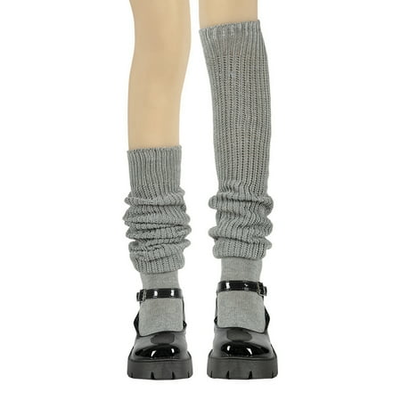 

One opening Women s Tube Socks Solid Color Knitted Slouch Socks Stacked Long Socks Leg Warmers for Ladies