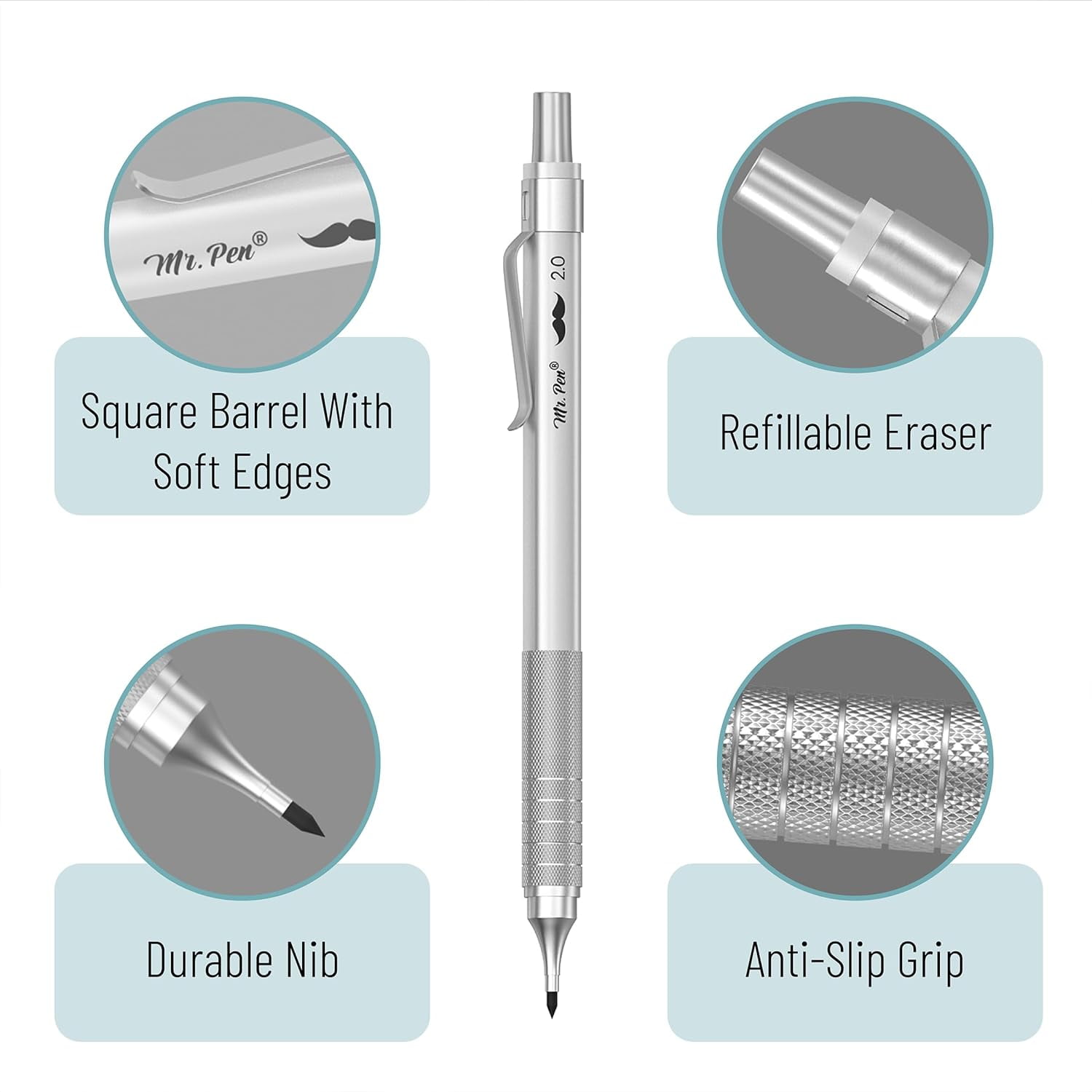 Mr. Pen Mechanical Pencil Set, 5 Sizes, 0.3-2mm, Sketching
