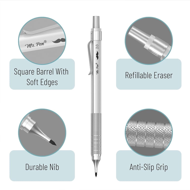 Mr. Pen Mechanical Pencil Set, 5 Sizes, 0.3-2mm, Sketching