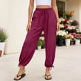 thumbnail image 5 of Mgmyaa Women's Sporty Activewear Jogger Pants Full Length Mid Waist Elastic Waist with Adjustable Waist and Exterior Pockets Relaxed Fit Soft Cotton Blend Trousers for Jogging, 5 of 9