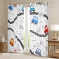 thumbnail image 2 of Homewish Colorful Cartoon Car Curtains Pack of 2 (42x84 Each),Modern City Road Curtains Blackout,White Gray Bedroom Curtains For Boys Kids,Super Cozy Room Decor, 2 of 6