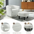 thumbnail image 4 of Tappio Swivel Accent Chair with Ottoman, 360 Swivel Velvet Barrel Chair Modern Armchair Sofa, Upholstered Reading Chair with Footrest for Living Room Bedroom Study Room, White, 4 of 8