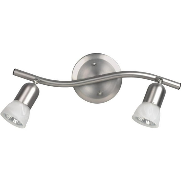 James 2 Light Track Light Fixture - Brushed Pewter with Alabaster Glass