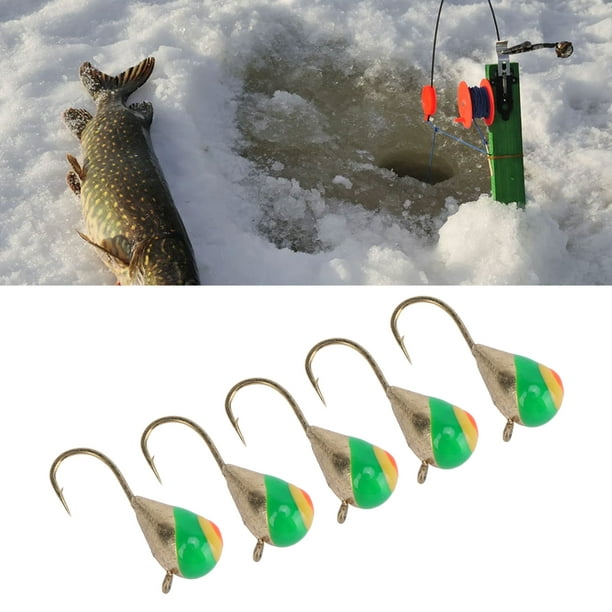 Ice Fishing Hooks, Portable 5pcs High Carbon Steel Incisive Ice Fishing Jigs  Kit For Freshwater Seawater 