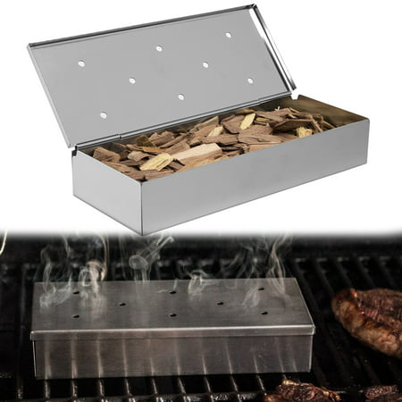 Mr. Bar-B-Q 2 Pack Stainless Steel Wood Chip Smoker Boxes Propane Gas and Charcoal