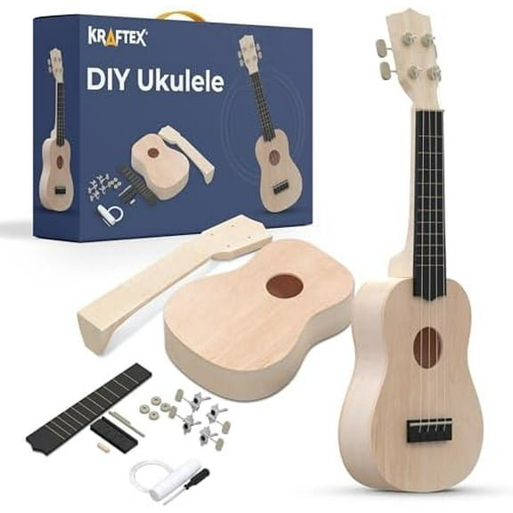 DIY Ukulele Kit - Build Your Own Guitar with 21-Inch Soprano Ukelele Kit, Includes 33 Pieces Make Your Own Ukulele Acoustic Guitar DIY Projects