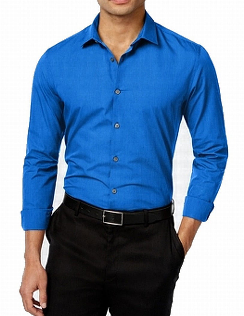 Alfani - Blue Mens Slim-Fit Stretch Pinstripe Dress Shirt $55 XL ...