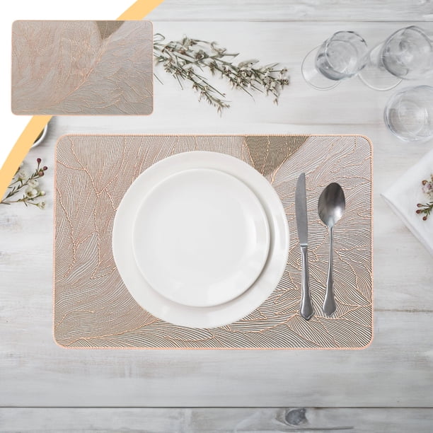 Alfombra de mesa de PVC impermeable antideslizante resistente al calor Protector de mesa de comedor decorativo | Elegante acabado en lámina | Uso versátil para cocina | Opciones de plata y oro rosa