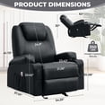 thumbnail image 2 of JMYMRY Recliner Chair with Heat and Massage, PU Leather, Adjustable Angle, Cup Holder, Side Pocket and USB Charge Port for Living Room, Black, 2 of 9