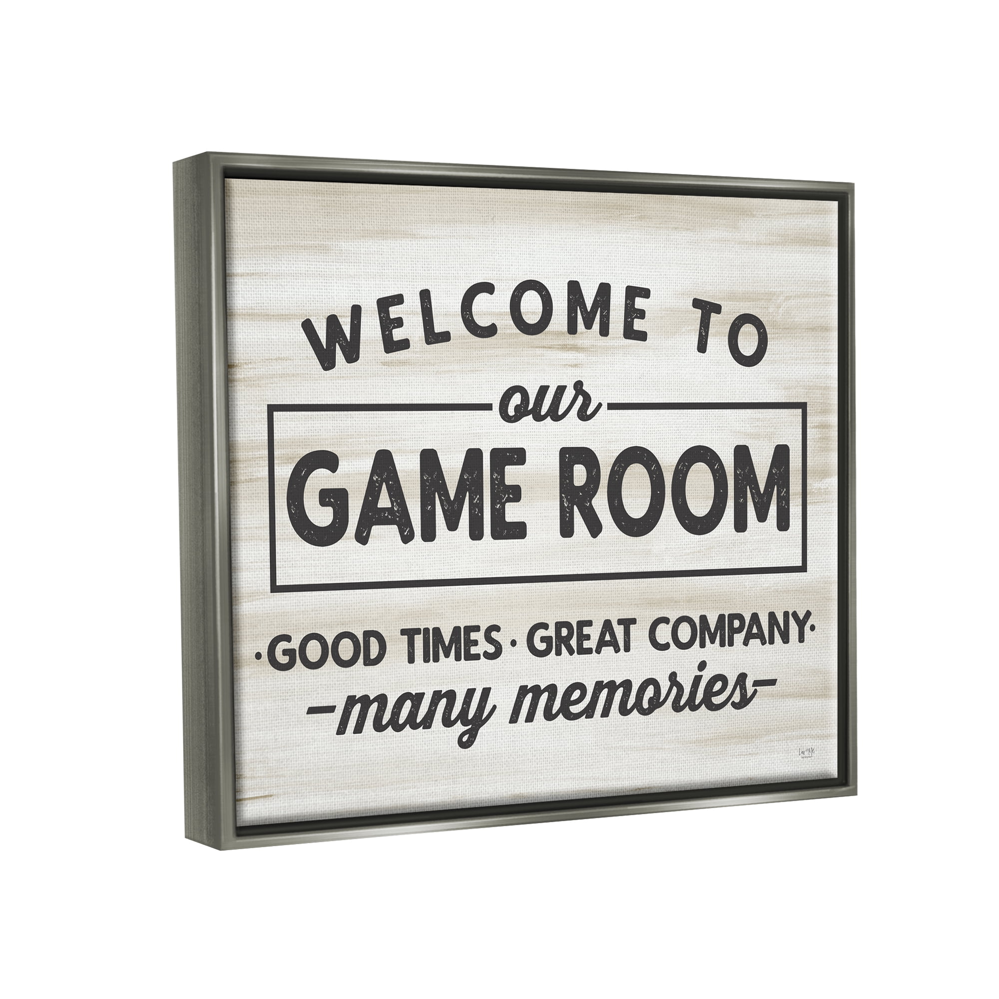 Stupell Industries Welcome To Game Room Beauty & Fashion Painting Gray Floater Framed Art Print Wall Art, 31 x 25