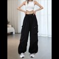 thumbnail image 4 of Pantalones Cargo para Mujer, Pantalones Casuales de Senderismo, Pantalones Holgados Y2K de Cintura Alta con Múltiples Bolsillos Negro XXL, 4 of 9