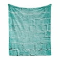 thumbnail image 1 of Mint Soft Flannel Fleece Throw Blanket, Brick Old Wall Background in Vibrant Tones Architecture Urban Building Picture, Cozy Plush for Indoor and Outdoor Use, 50" x 70", Turquoise, by Ambesonne, 1 of 6