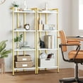 thumbnail image 3 of Danolapsi 4 Tier Bookshelf,Gold Narrow Bookshelf with Metal Frame,Small Bookshelf with Open Display Shelves,Bookcase for Bedroom Living Room Home Office,White and Gold, 3 of 9