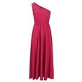 thumbnail image 4 of Antinious Women Summer Solid Sleeveless Off Shoulder Elastic Waist Soft Casual Comfortable Dress, 4 of 5