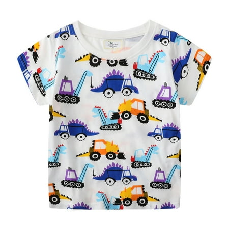 

Boys T-Shirt Dinosaurs Construction Vehicles Print Q631 Sizes Up to 7