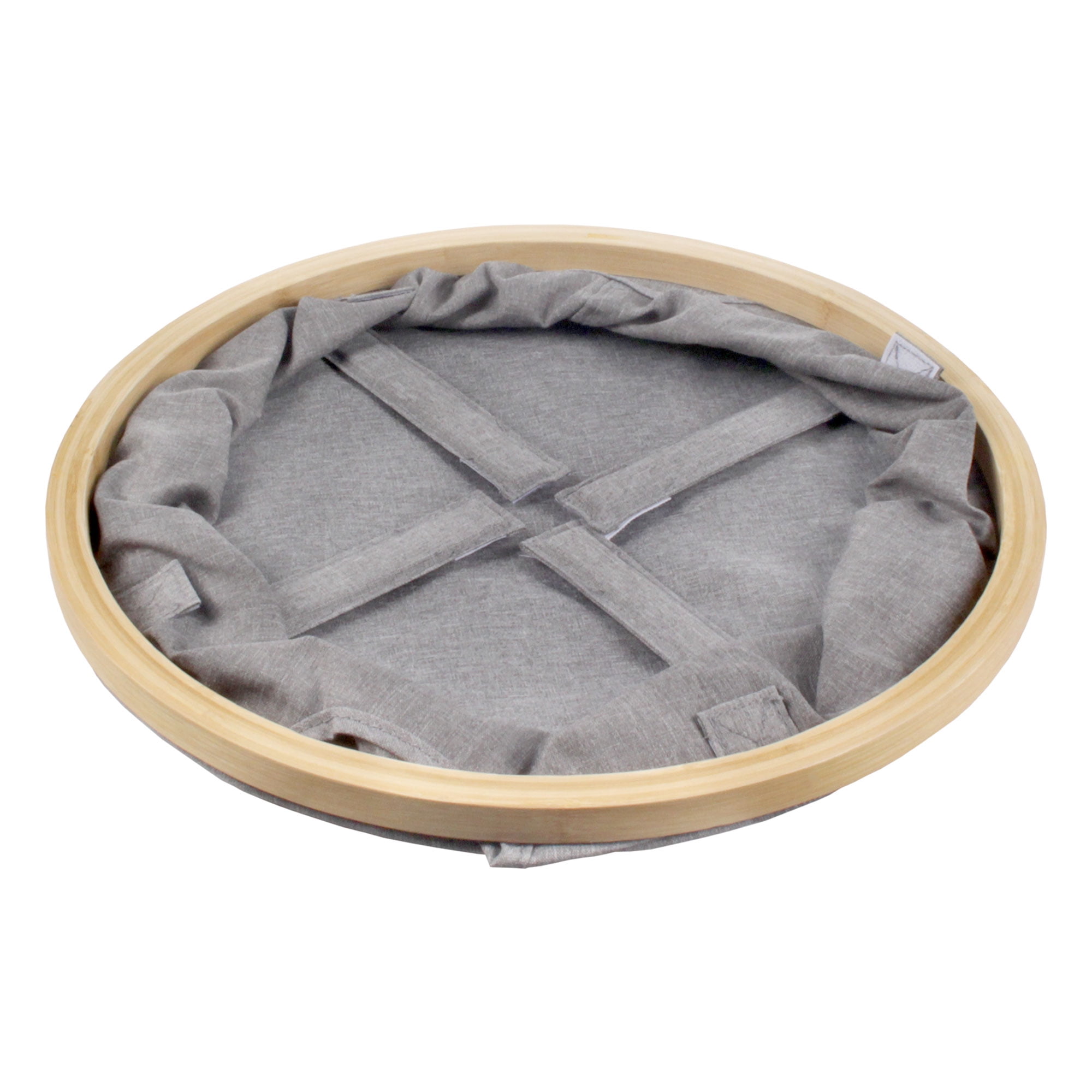 Foldable Bamboo Laundry Hamper without Lid - Decor Essentials for Any Room - Small - Circular - Gray