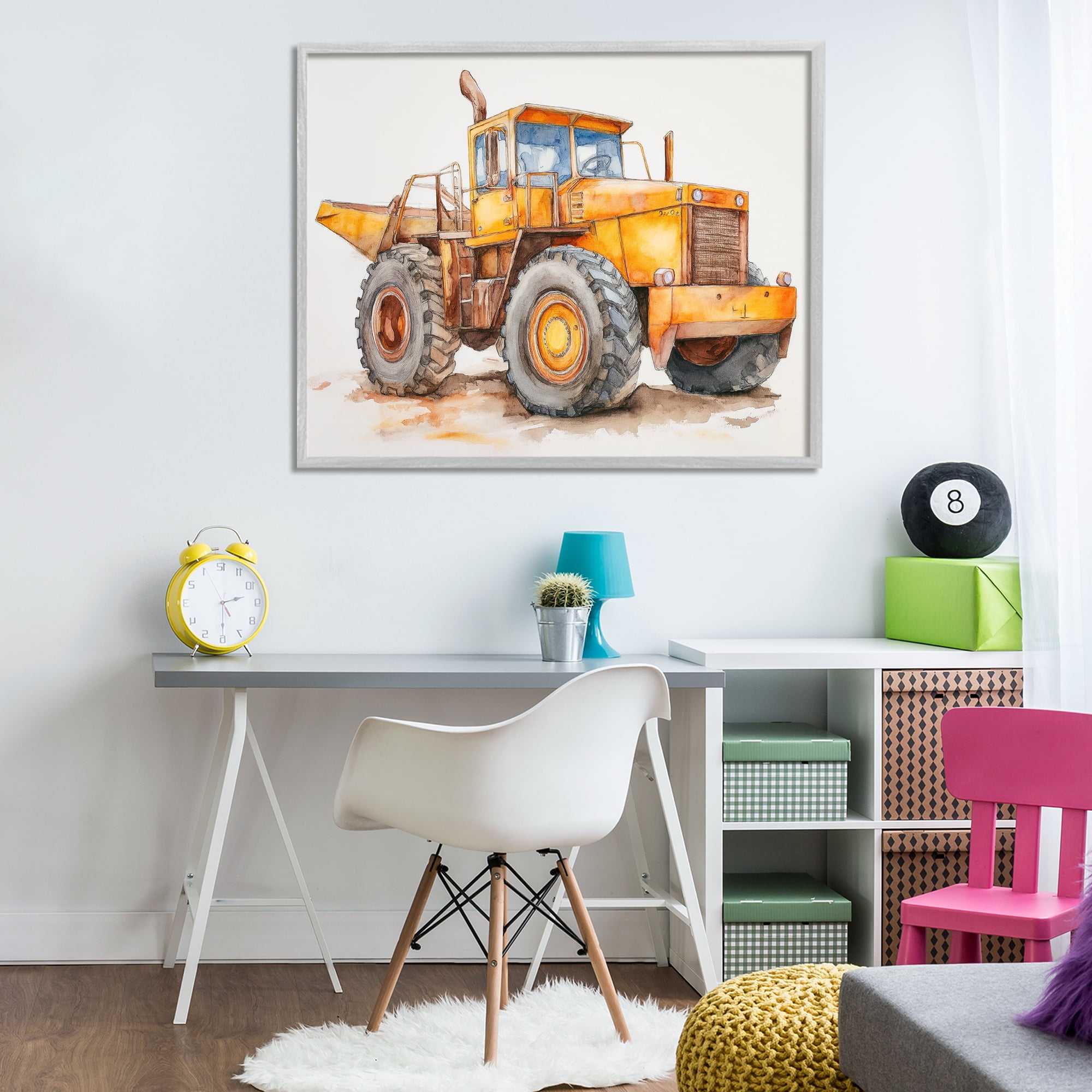 Stupell Industries Construction Truck Whimsicality Gray Framed Giclee Art, design by Steve Hunziker
