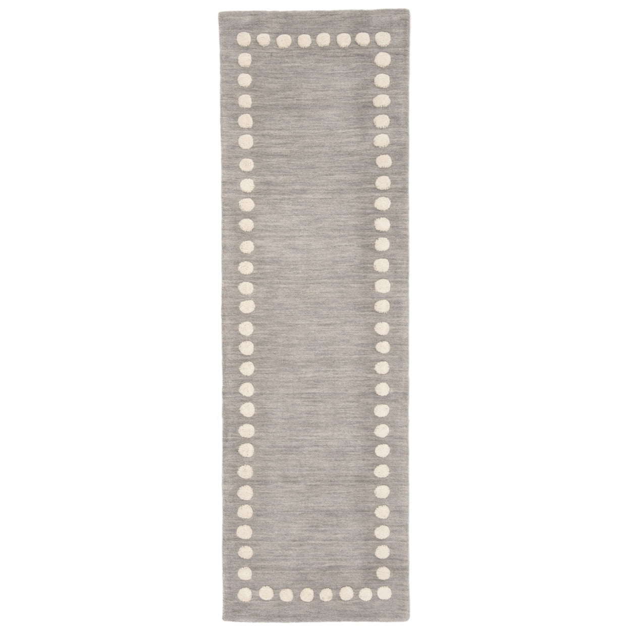 SAFAVIEH Kids Dotted Border Area Rug, Grey, 7' x 7' Round
