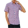thumbnail image 2 of Awdenio Big and Tall Shirts for Men Plaid Short Sleeve Button Down Shirts Cotton Regular Fit Casual Gingham Shirts, 2 of 7