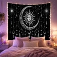thumbnail image 2 of Sun and Moon With Human Face Against Black Background, Mystical Celestial for Space Lovers, Symmetrical Wall Art Decor, Housewarming Gift, Tapestry Wall Hanging for Bedroom and Living Room, 2 of 7
