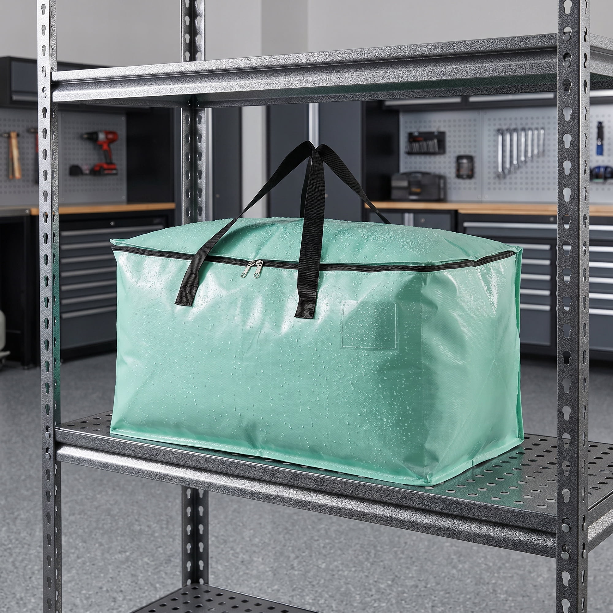 Unique Bargains Waterproof Hard-wearing Storage Duffel Bag Teal Green 27.2"x14.2"x13.8"