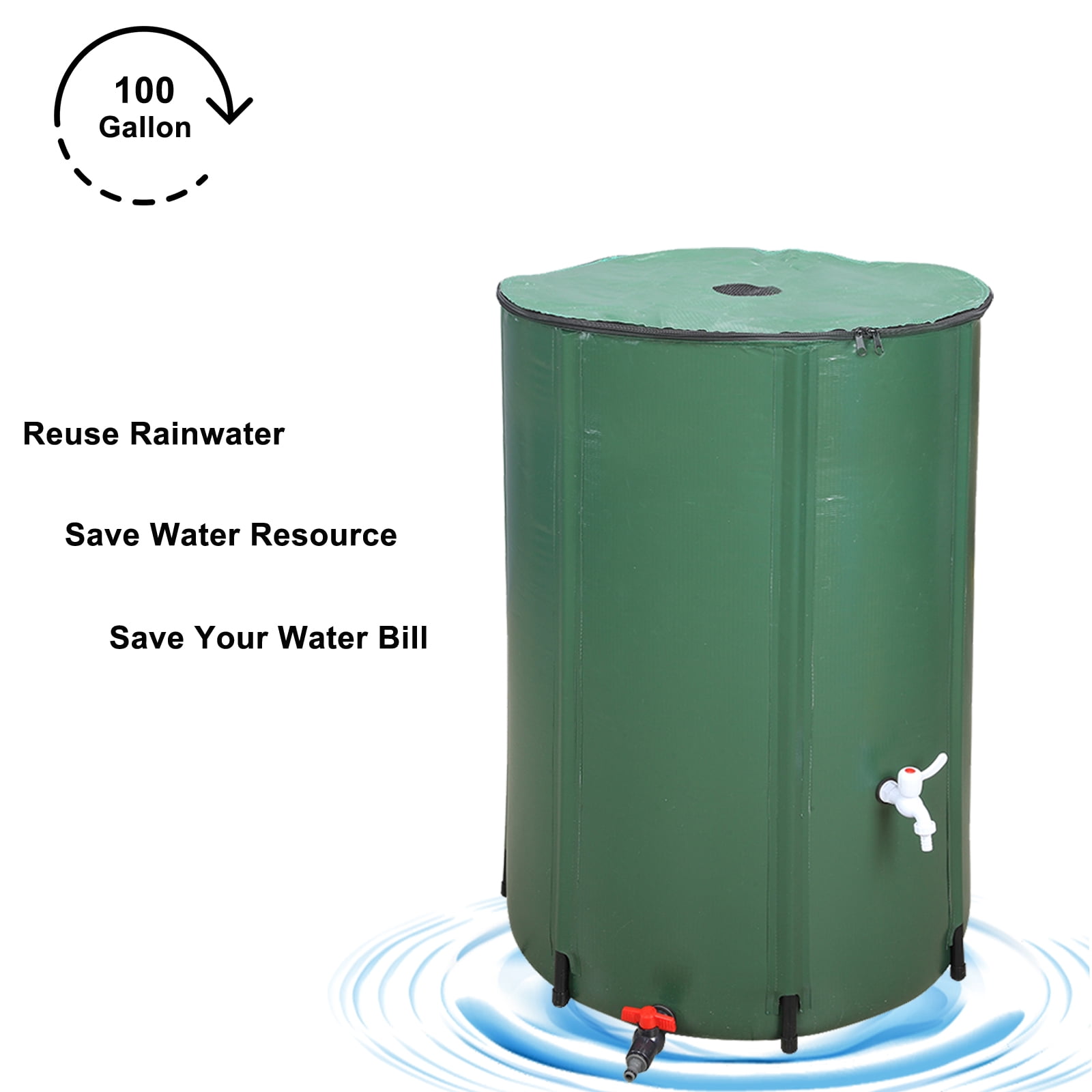 BaytoCare 50 Gallon Portable Rain Barrel Farms Water Storage Saver for Patio