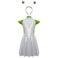 thumbnail image 2 of iiniim Girls Outer Space Alien Robot Carnival Movie Party Metallic Gloss Tunic Dress with Hair Hoop Fluorescent Green 8, 2 of 7