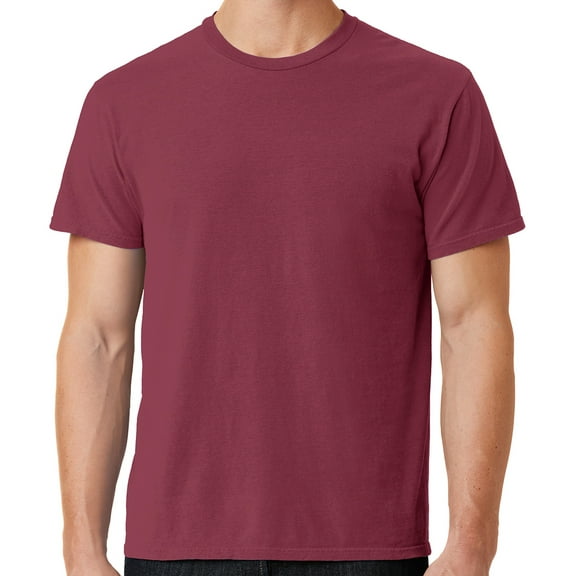 Mens Soft Pigment Dyed Cotton Tee Shirt, 4XL Merlot