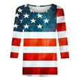 thumbnail image 5 of Odbmxy 3/4 Sleeve Womens Tee Shirts Plus Size Summer Independence Day Womens Tops Party Workout Loose Blue Striped Casual Tops, 5 of 5
