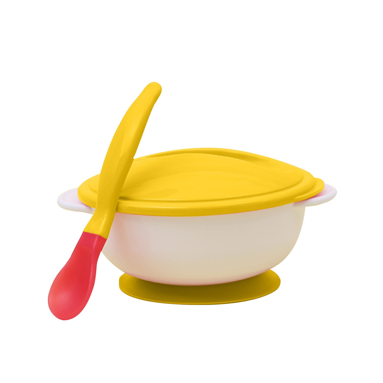 MOPOOR Silicone Bowl and Spoon Set with Lid for Feeding 6-12 Months, First Stage Food Set, Ideal for Infants Solids, Weaning Supplies,Feeding Training Essentials, First Stage Self Feeding
