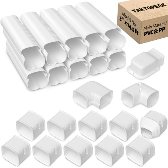 TAKTOPEAK 3" 14.5 Ft Mini Split Line Set Cover, AC Line Cover for Mini Split Air Conditioner and Central AC