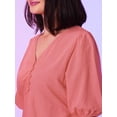 thumbnail image 4 of Globus Women V Neck Puff Sleeve Regular Casual Top, 4 of 5