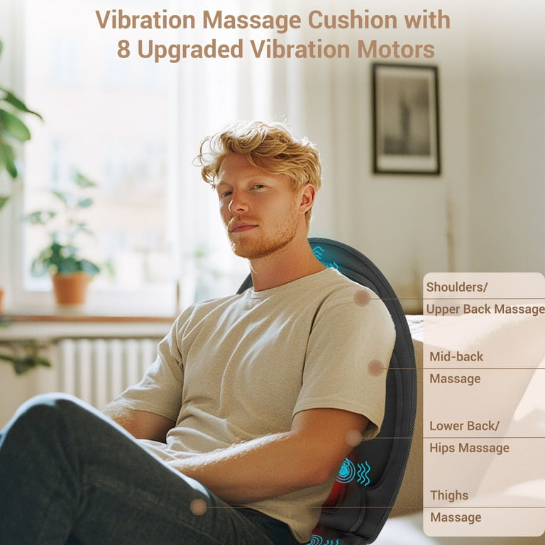 Mynt Back Massager Seat Cushion Massager with Heat, 8 Vibration Massage  Nodes Massage Chair Pad for Home Office Chair