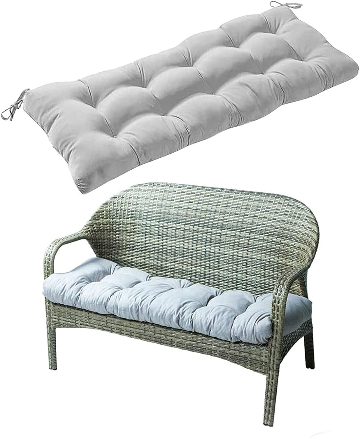JONJUMP Gray 120 * 50Cm Bench Cushion Swing for Lounger Garden Furniture Patio Indoor Outdoor Chair Cotton Wicker Seat Cushions