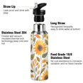 thumbnail image 3 of Yayeee 20oz Insulated Water Bottle Double Wall Stainless Steel with Flip Straw Lid, Watercolor Sunflowers, 3 of 7
